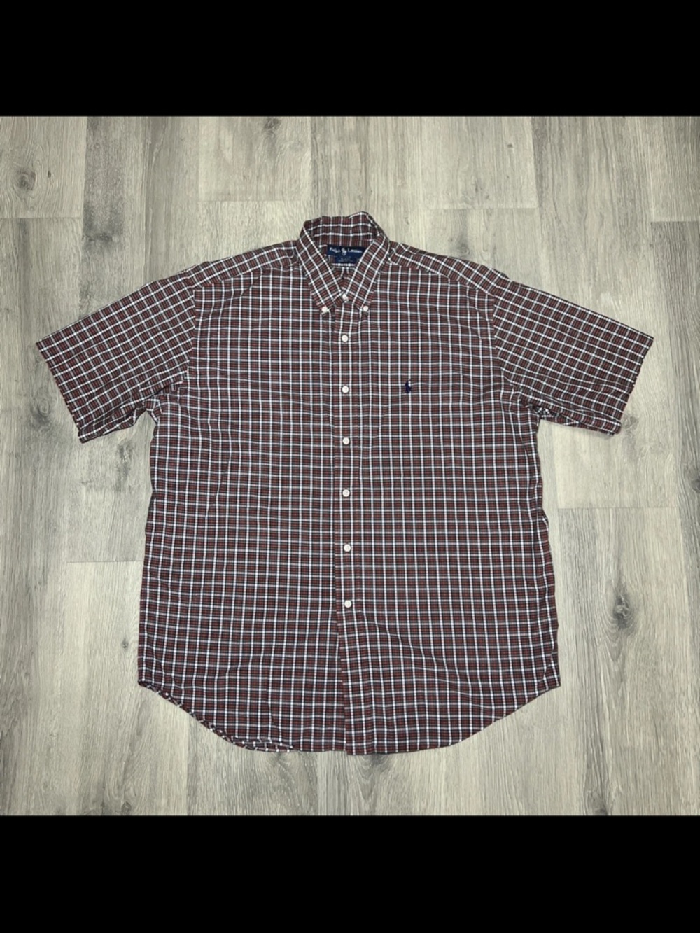 Ralph Lauren Men's Short Sleeve Button-Down Plaid Shirt - Burgundy